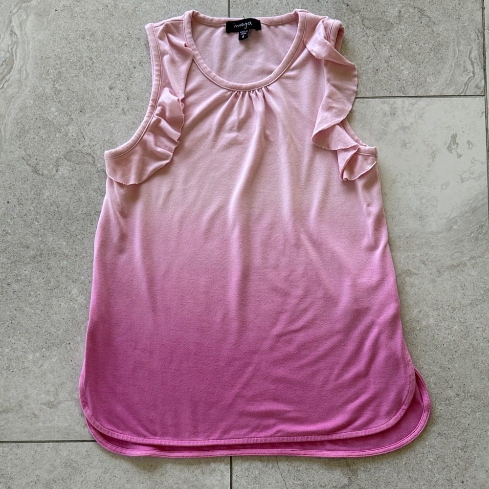 Imoga Girls Pink Ombre Ruffle Tank & Heart Print Leggings Set sz 6 - Picture 4 of 11